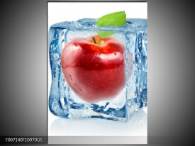 Glas Schilderij Appel, Keuken | Rood, Blauw, Wit