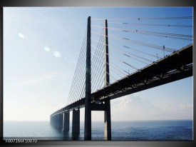 Canvas Schilderij Brug, Natuur | Grijs, Blauw, Zwart