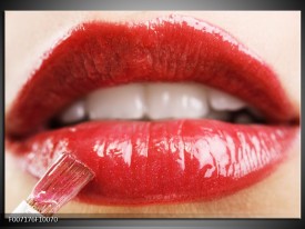 Canvas Schilderij Vrouw, Lippen | Rood, Crème