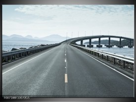 Glas Schilderij Brug, Weg | Grijs, Blauw