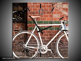 Wandklok Schilderij Fiets | Bruin, Wit