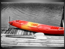 Canvas Schilderij Boot, Water | Zwart, Wit, Rood