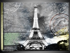 Canvas Schilderij Parijs, Eiffeltoren | Grijs, Crème, Groen