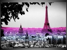 Canvas Schilderij Parijs, Eiffeltoren | Paars, Roze, Grijs