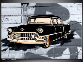 Canvas Schilderij Oldtimer, Auto | Grijs, Zwart, Geel