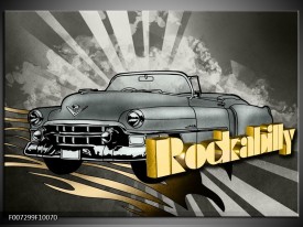 Canvas Schilderij Oldtimer, Auto | Grijs, Goud