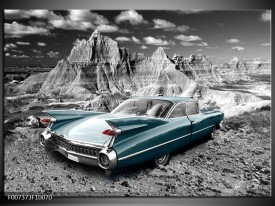 Canvas Schilderij Oldtimer, Auto | Grijs, Groen, Blauw