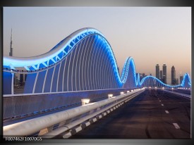 Glas Schilderij Brug | Blauw, Grijs