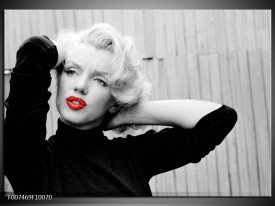 Canvas Schilderij Marilyn Monroe, Muziek | Grijs, Zwart, Rood