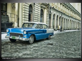 Canvas Schilderij Oldtimer, Auto | Blauw, Groen, Grijs