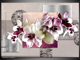 Canvas Schilderij Orchidee, Bloemen | Paars, Grijs