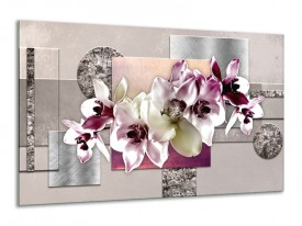 Canvas Schilderij Orchidee, Bloemen | Paars, Grijs | 120x70cm 1Luik