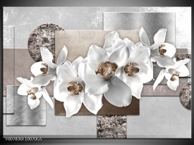 Glas Schilderij Orchidee, Bloemen | Grijs, Wit