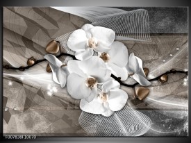 Canvas Schilderij Orchidee, Modern | Wit, Grijs