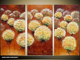 Acryl Schilderij Vrouw | Bruin, Geel | 120x80cm 3Luik Handgeschilderd