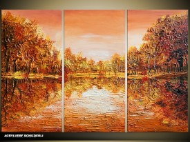 Acryl Schilderij Natuur | Bruin, Oranje | 120x80cm 3Luik Handgeschilderd