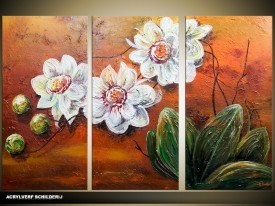 Acryl Schilderij Natuur | Bruin, Groen, Wit | 120x80cm 3Luik Handgeschilderd