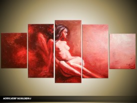 Acryl Schilderij Kunst, Sexy | Rood | 150x70cm 5Luik Handgeschilderd