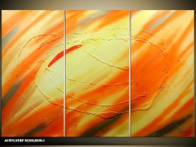 Acryl Schilderij Modern | Oranje, Geel | 120x80cm 3Luik Handgeschilderd