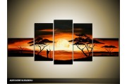 Acryl Schilderij Natuur | Zwart, Oranje | 170x70cm 5Luik Handgeschilderd