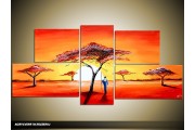 Acryl Schilderij Afrika | Oranje, Geel | 150x70cm 5Luik Handgeschilderd