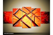 Acryl Schilderij Modern | Oranje, Rood, Geel | 150x70cm 5Luik Handgeschilderd