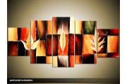 Acryl Schilderij Modern | Geel, Rood, Oranje | 150x70cm 5Luik Handgeschilderd