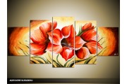 Acryl Schilderij Magnolia | Rood, Geel, Oranje | 150x70cm 5Luik Handgeschilderd