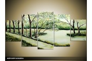 Acryl Schilderij Natuur | Groen | 150x70cm 5Luik Handgeschilderd