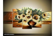 Acryl Schilderij Klassiek | Geel, Bruin | 150x70cm 5Luik Handgeschilderd