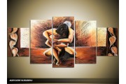 Acryl Schilderij Slaapkamer | Bruin, Crème | 150x70cm 5Luik Handgeschilderd