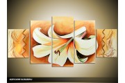 Acryl Schilderij Lilia | Bruin, Crème | 150x70cm 5Luik Handgeschilderd