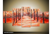 Acryl Schilderij Natuur | Rood | 150x70cm 5Luik Handgeschilderd