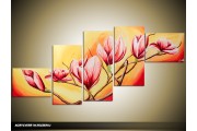 Acryl Schilderij Magnolia | Oranje, Roze | 170x70cm 5Luik Handgeschilderd