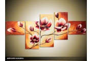 Acryl Schilderij Magnolia | Bruin, Crème | 170x70cm 5Luik Handgeschilderd