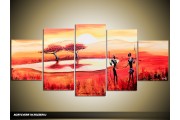 Acryl Schilderij Natuur | Rood | 150x70cm 5Luik Handgeschilderd