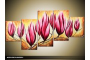 Acryl Schilderij Magnolia | Roze, Bruin, Crème | 150x70cm 5Luik Handgeschilderd