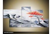 Acryl Schilderij Modern | Grijs, Rood, Zwart | 150x70cm 5Luik Handgeschilderd