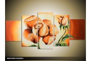 Acryl Schilderij Roos | Oranje, Crème | 150x70cm 5Luik Handgeschilderd