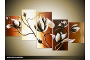 Acryl Schilderij Magnolia | Bruin, Crème | 150x70cm 5Luik Handgeschilderd