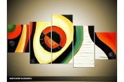 Acryl Schilderij Natuur | Zwart, Oranje, Geel | 150x70cm 5Luik Handgeschilderd