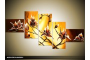 Acryl Schilderij Magnolia | Geel, Bruin | 170x70cm 5Luik Handgeschilderd