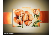Acryl Schilderij Roos | Oranje, Geel | 150x70cm 5Luik Handgeschilderd