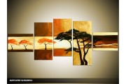 Acryl Schilderij Natuur | Bruin, Geel | 170x70cm 5Luik Handgeschilderd