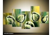 Acryl Schilderij Tulp | Groen | 150x70cm 5Luik Handgeschilderd