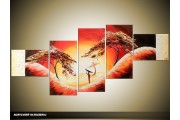 Acryl Schilderij Natuur | Rood, Crème | 170x70cm 5Luik Handgeschilderd