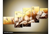 Acryl Schilderij Magnolia | Bruin, Crème | 160x70cm 5Luik Handgeschilderd