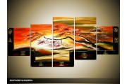 Acryl Schilderij Natuur | Oranje, Bruin | 150x70cm 5Luik Handgeschilderd