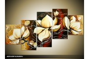 Acryl Schilderij Magnolia | Bruin, Crème | 150x70cm 5Luik Handgeschilderd