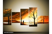 Acryl Schilderij Natuur | Bruin, Geel, Oranje | 160x70cm 5Luik Handgeschilderd